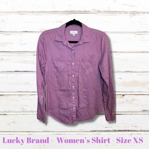 Lucky Brand Button Up Shirt Top Long Sleeve Mauve Pink Women’s Size XS